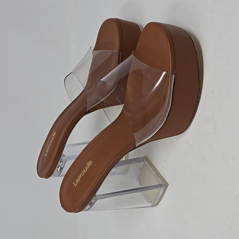 Larroude Dolly Lucite Vinyl Platform Women's Mules - Picture 3 of 8